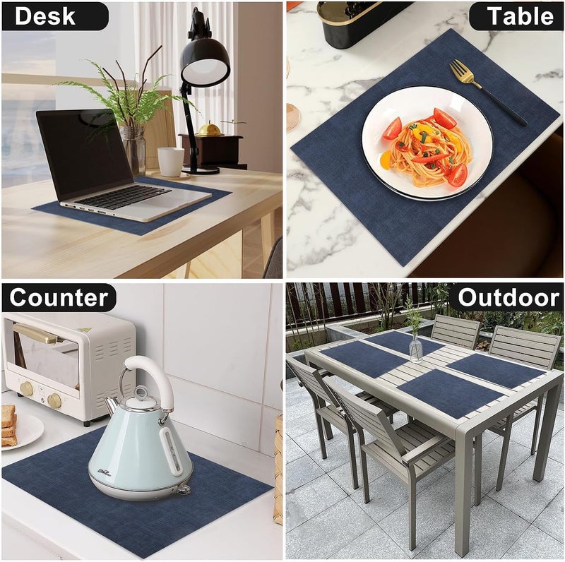 BS B&S Reversible Rectangular Knitted Placemat - Dark Grey & Deep Blue - Image 4