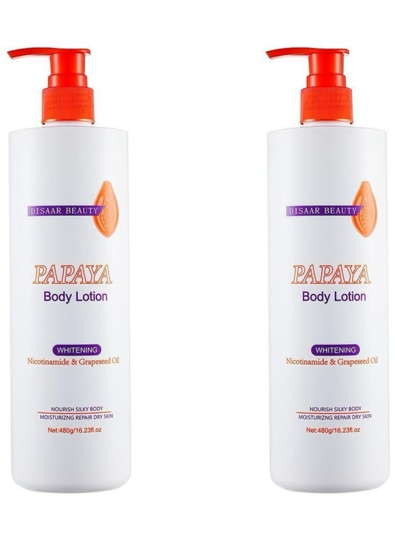 Two Pieces Of Disaar Body Lotion Papaya Whitening 480*2 g