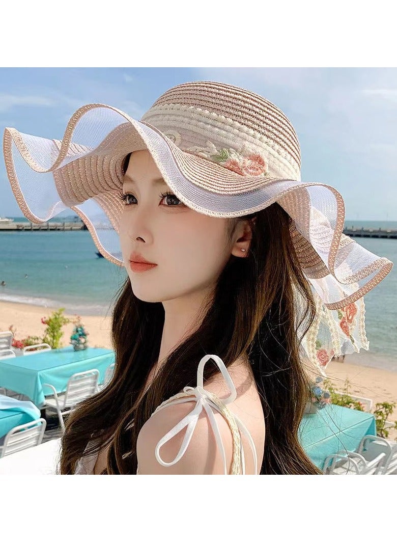 Women's wide brimmed straw woven Panama hat, soft wool hat, summer beach sun hat, women's straw hat  - Image 3