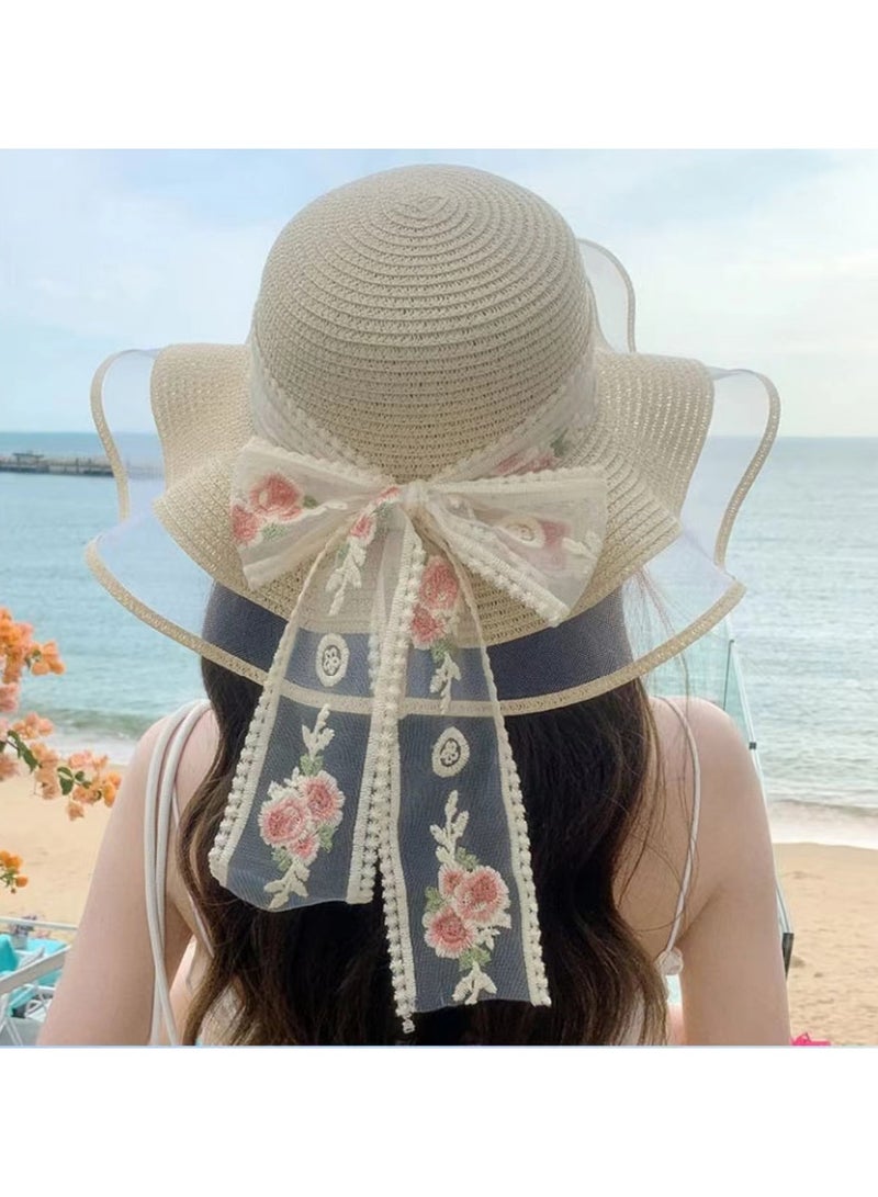 Women's wide brimmed straw woven Panama hat, soft wool hat, summer beach sun hat, women's straw hat  - Image 2