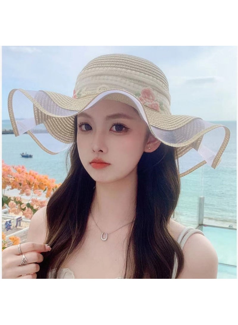 Women's wide brimmed straw woven Panama hat, soft wool hat, summer beach sun hat, women's straw hat  - Image 4