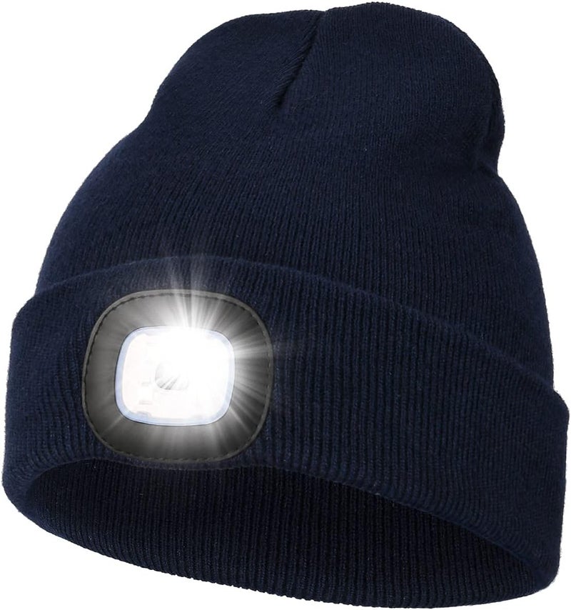 MELASA Unisex Hat with Light, USB Rechargeable Hands Free Headlamp LED Beanie, Winter Gifts for Men Dad Father Husband Him - Image 1