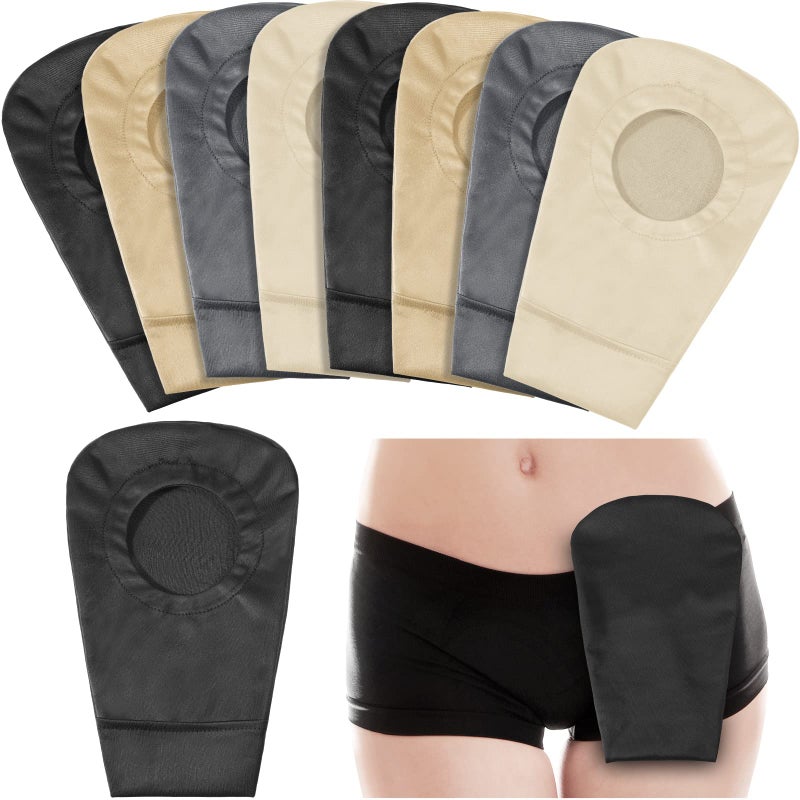 8 Pieces Ostomy Bag Cover Colostomy Bag Covers Odor Control Stretchy Pouch Washable Pouch Liner for Women Men Lightweight Care Protector Supplies 4 Colors