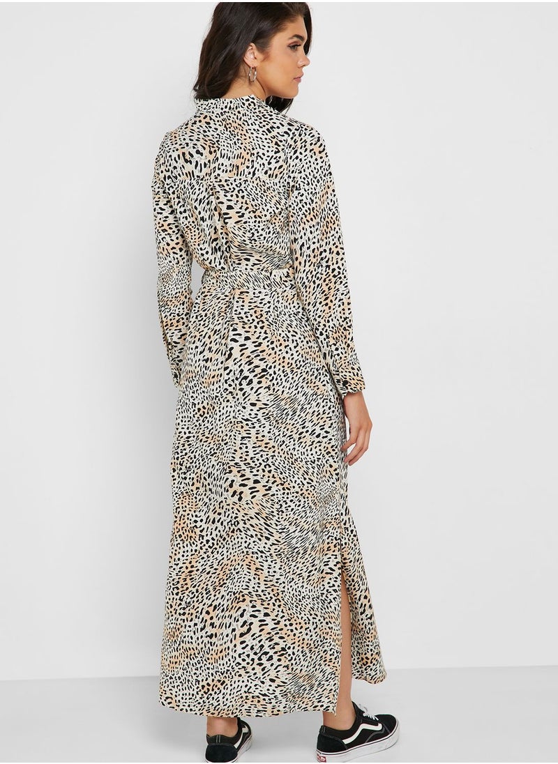DOROTHY PERKINS - Leopard Print Tie Waist Shirt Dress - Image 1