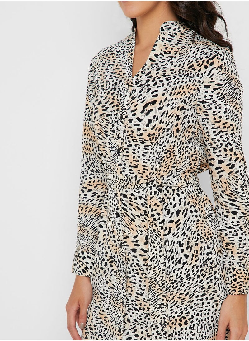 DOROTHY PERKINS - Leopard Print Tie Waist Shirt Dress - Image 1
