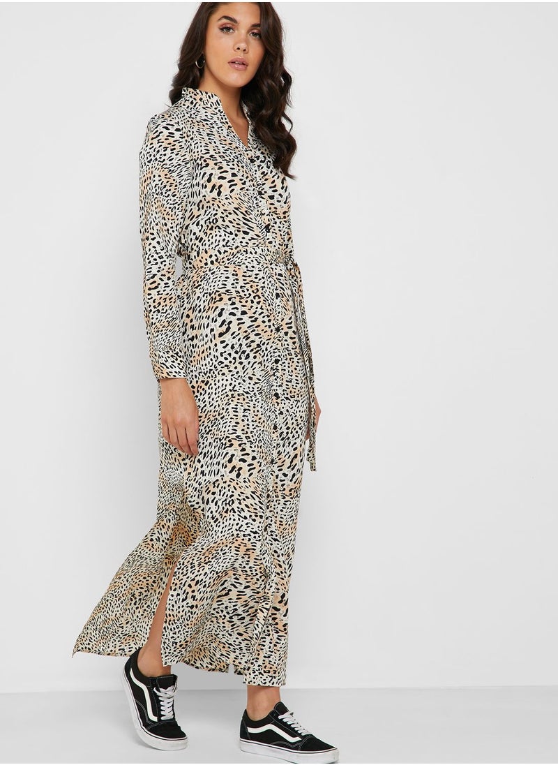 DOROTHY PERKINS - Leopard Print Tie Waist Shirt Dress - Image 1