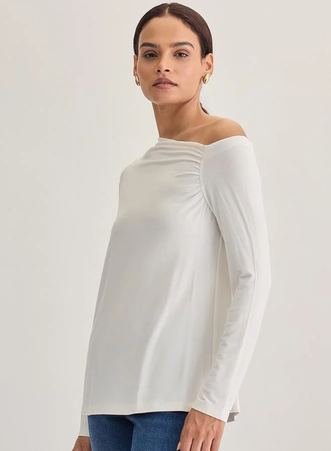 Femmella White Knit One-Shoulder Top