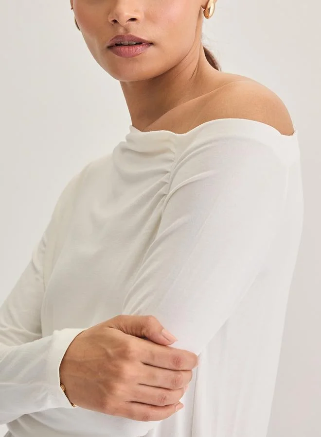 Femmella  White Knit One-Shoulder Top for Women | Best Price UAE