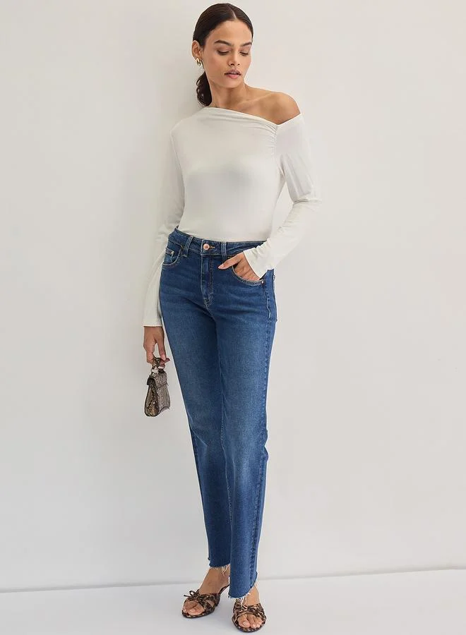 Femmella  White Knit One-Shoulder Top for Women | Best Price UAE