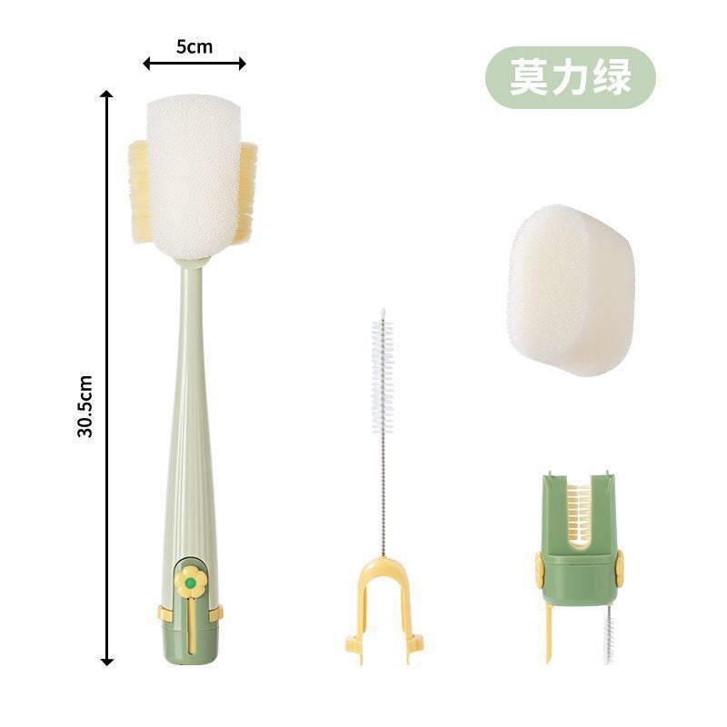 New Five-In-One Cup Brush for Cleaning Baby Bottle Lids, Special Tool for Thermos Cups, Multifunctional Cleaning and Stain Removal Sponge Brush - Image 1