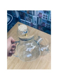 ماركة غير محددة براد بايركس حراري للشاي و الأعشاب  صحي جدًا بغطاء خشب كريستال مزود بمصفي سوسته بداخله لتصفيه الأعشاب بايركس حراري ،يوضع علي شياطة ولا يوضع علي النار مباشرة  - Image 3