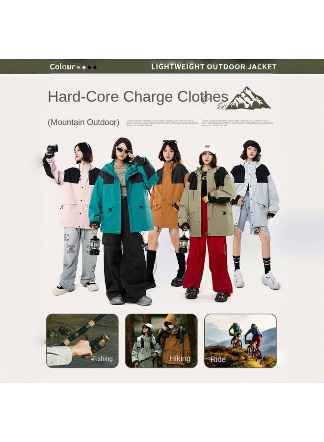 Izexx Tide Brand Mountain Three-proof Charge Jacket Outdoor Stitching Contrast Color Waterproof Windproof Charge Jacket Couple Jacket - Image 3