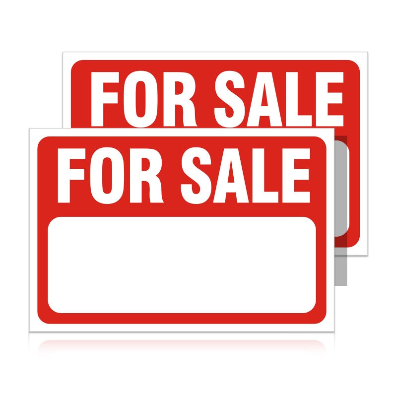 Ayifan 2 Pack For Sale Sign Stickers,12" x 8" Sale Sign for Car and Vehicles, Self-Adhesive Vinyl Decal for House,Home,Boats,Large Space for Handwriting Red - Image 1