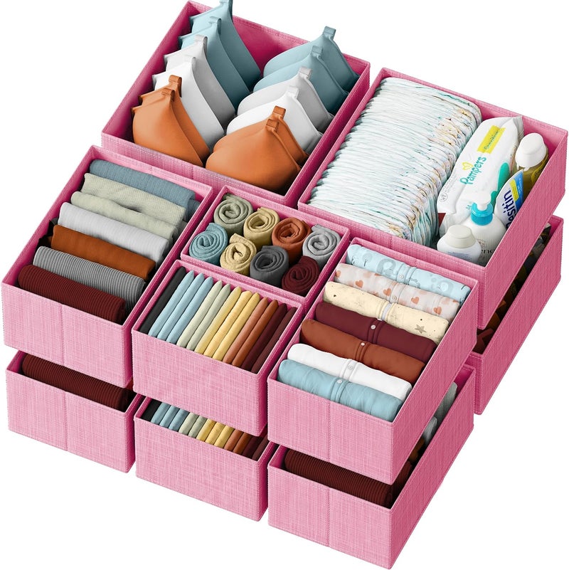 NEATERIZE Drawer Organizer Set of 12 Pink - Nursery, Bedroom, Closet Organizer & Storage - Image 1