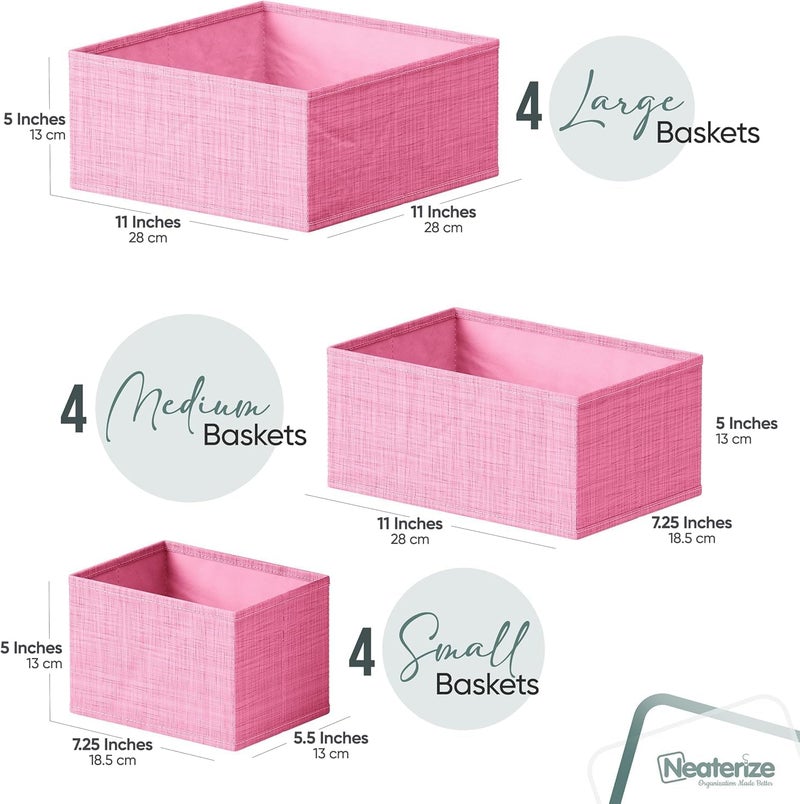 NEATERIZE Drawer Organizer Set of 12 Pink - Nursery, Bedroom, Closet Organizer & Storage - Image 2