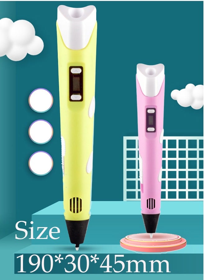 Generic قلم طباعة ثلاثي الأبعاد، مجموعة أقلام رسم فنية لطيفة، USB، مجموعة أدوات تعليمية للأطفال، هدية ذكية للأطفال، رسم ثلاثي الأبعاد، قلم إبداعي بدرجة حرارة الغرفة + مجموعة خطوط طباعة ثلاثية الأبعاد (أرجوا  - Image 2