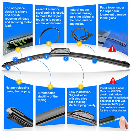 RAINTOK Windshield Wiper Blades Replacement for 1999-2004 Honda Odyssey / 1999-2003 Lexus RX300 Original Factory Quality Front Rear Wipers Blade Set for My Car - 24" 21" 16" - Image 3