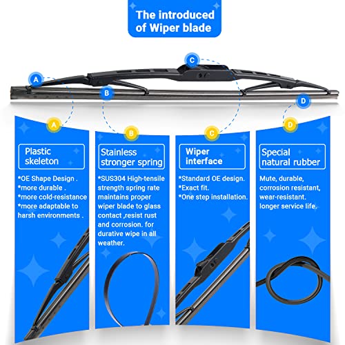 RAINTOK Windshield Wiper Blades Replacement for 1999-2004 Honda Odyssey / 1999-2003 Lexus RX300 Original Factory Quality Front Rear Wipers Blade Set for My Car - 24" 21" 16" - Image 5
