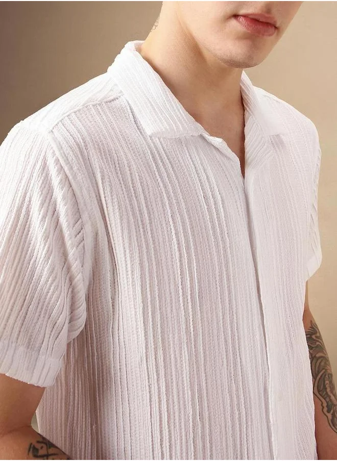 دينيس لينغو Button-Down Collar Plain Short Sleeve Shirt by Styli