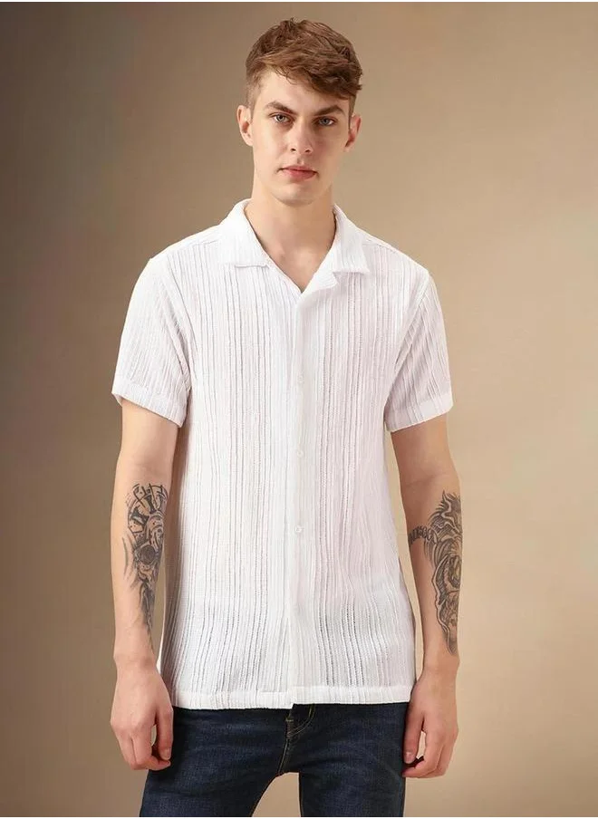 دينيس لينغو Button-Down Collar Plain Short Sleeve Shirt by Styli