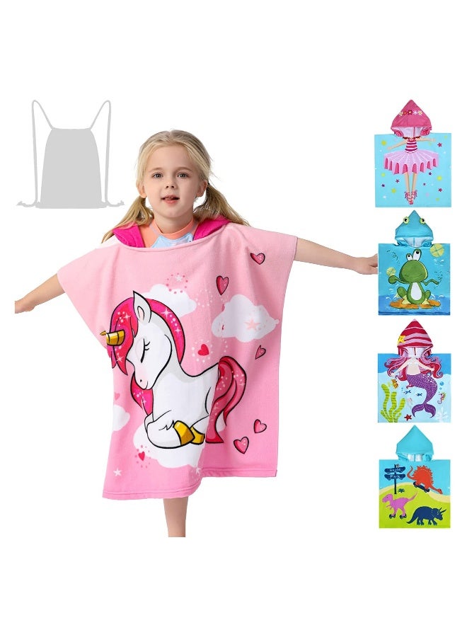 Kids Bath Towel for 1-6 Years Toddler 1Pcs Kids Hooded Towel Microfiber Bath Towel Super Soft Robe Poncho Bathrobe Boys Girls Swimming Beach Holiday Water Playing Pool Bath Coverups (3D Unicorn)  - Image 2