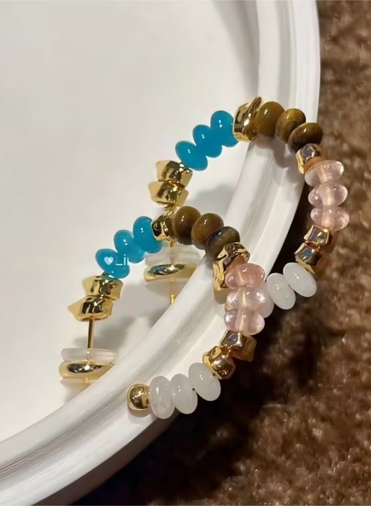 أقراط متدلية من النحاس مصنوعة يدويًا من الخرز الملون - بوهو مضاد للحساسية للنساء - Image 1