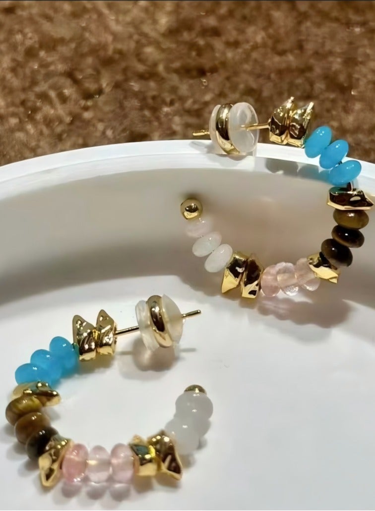 أقراط متدلية من النحاس مصنوعة يدويًا من الخرز الملون - بوهو مضاد للحساسية للنساء - Image 2