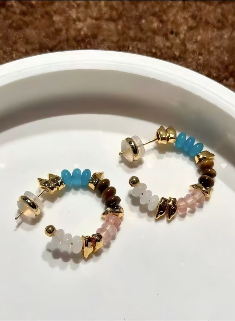 أقراط متدلية من النحاس مصنوعة يدويًا من الخرز الملون - بوهو مضاد للحساسية للنساء - Image 3