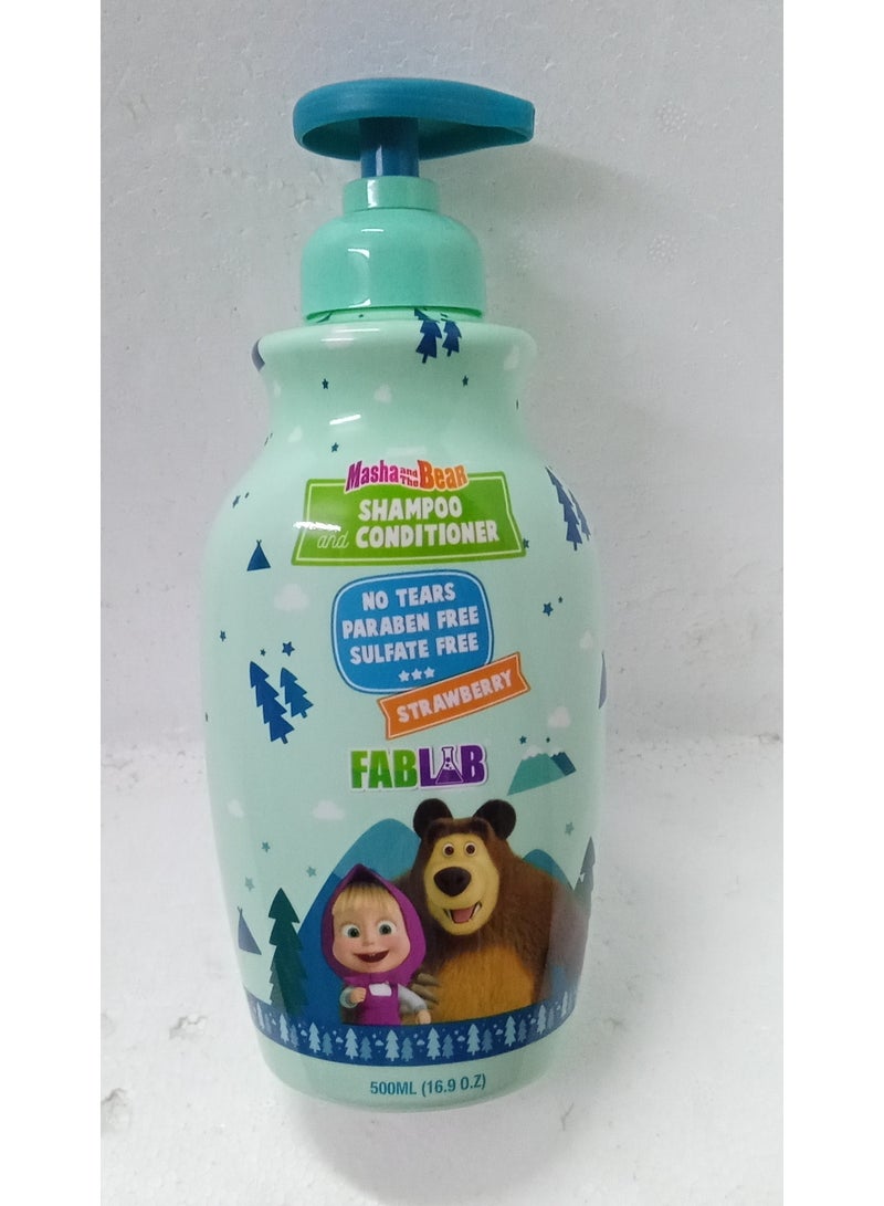 FabLab Masha and the Bear Shampoo and Conditioner with Virgin Coconut Oil 500ml