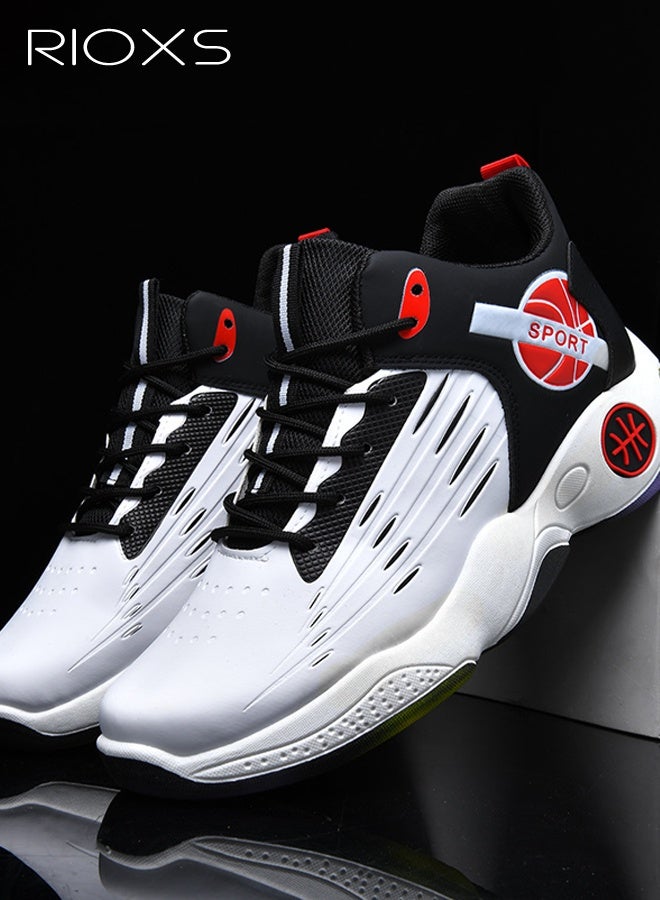 RIOXS Men's Athlesiure Shoes, Classic Style Basketball Shoes, Comfort Breathable Running Shoes for Men, Fashion Tennis Basketball Sneakers Athletic Shoes, Lightweight Gym Shoes, Non-Slip Trainers for Jogging Hiking and Outdoor Use - Image 1