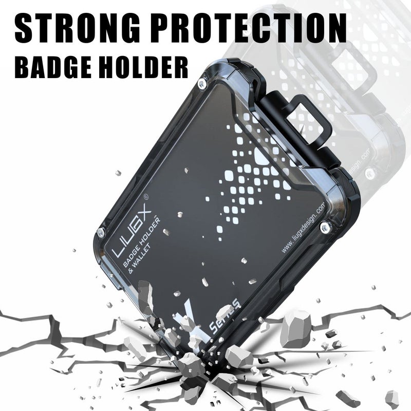 LIUGX Carbon Fiber Badge Holder, ID Card Holder with Metal Clip - Heavy Duty Portable Wallet (Holds 1 to 4 Cards),for Office Police Worker Outdoor,Black - Image 3