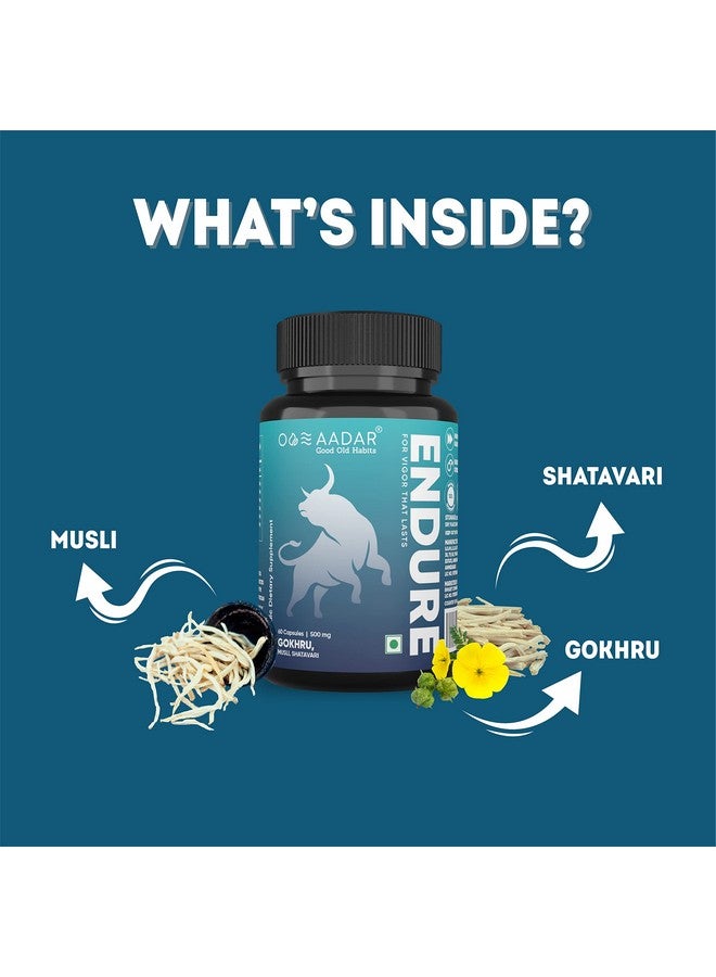 AADAR AADAR EN-DURE Capsule | Improves Energy, Immunity, Specially formulated for Men | Contains 10+ Ayurvedic herbs including Shilajit, Gokhru and Musli (60 Capsules) Pack of 3  - Image 3