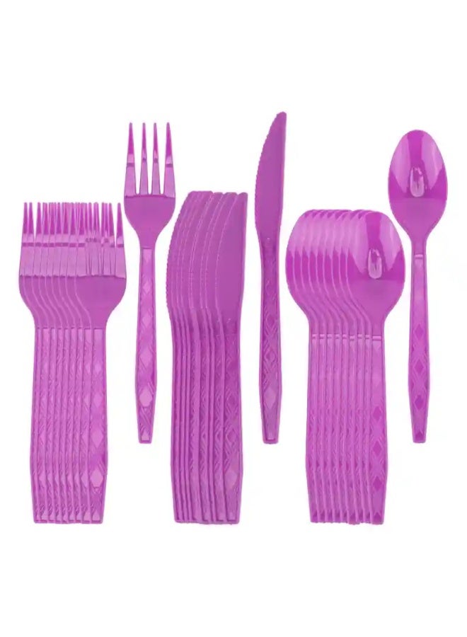 Purple plastic cutlery set 30 pcs