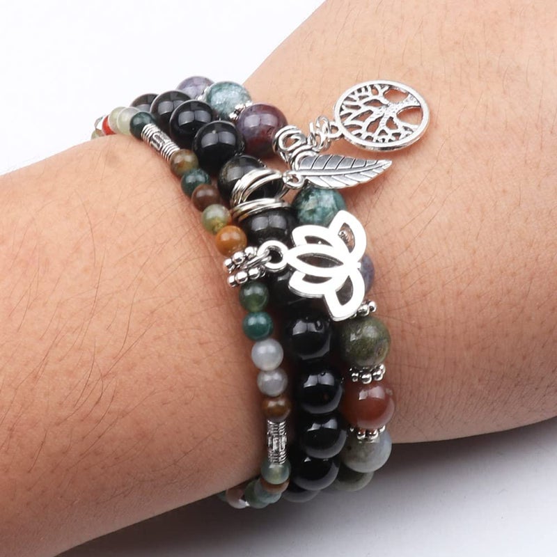 UEUC Tree of Life Yoga Healing Stone Bracelets, Multilayer Lotus Chakra Stone Reiki Bracelet Sets, Anxiety Crystal Natural Stone,for Women Stress Relief(#130) - Image 5