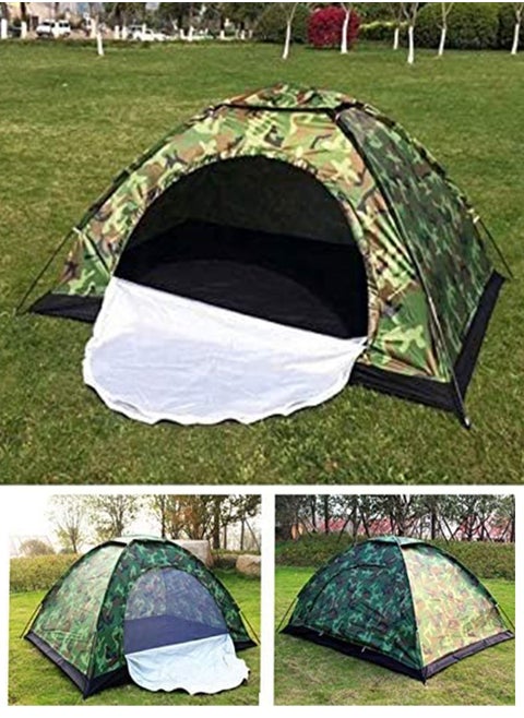 Camping Tent Waterproof windproof ultraviolet-proof outdoor travel camping 3-4 people camouflage multifunction rainning proof tent - Bottom Black/Silver