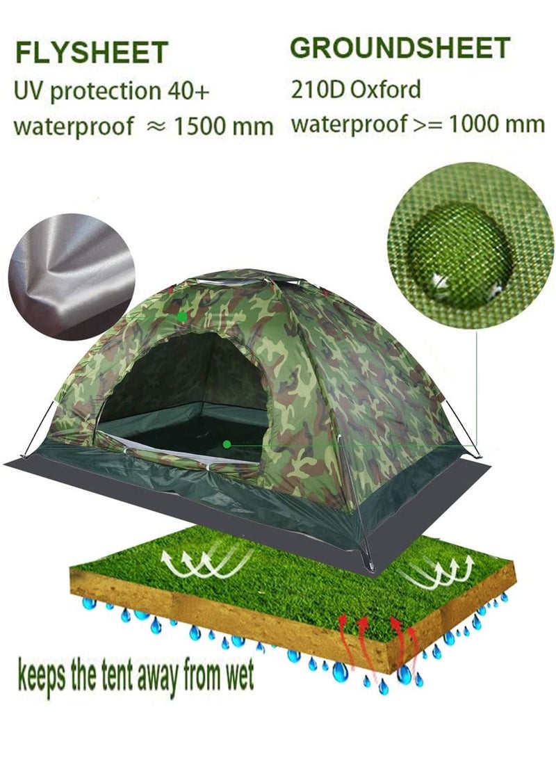 Camping Tent Waterproof windproof ultraviolet-proof outdoor travel camping 3-4 people camouflage multifunction rainning proof tent - Bottom Black/Silver