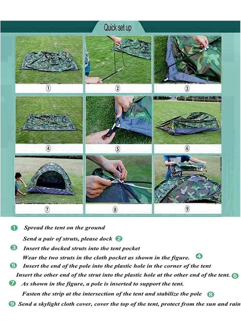 Camping Tent Waterproof windproof ultraviolet-proof outdoor travel camping 3-4 people camouflage multifunction rainning proof tent - Bottom Black/Silver