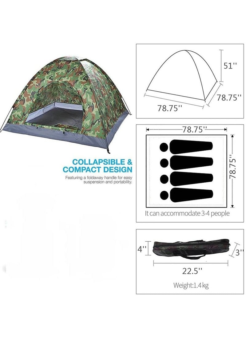Camping Tent Waterproof windproof ultraviolet-proof outdoor travel camping 3-4 people camouflage multifunction rainning proof tent - Bottom Black/Silver