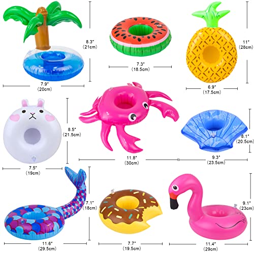 18INDC 9Pcs Doll Swimming Pool Inflatable Float Including Flamingos Donuts Pineapples Shells Crabs Rabbit Inflatable Drink Holder for Pool Party and Kids Toys - Image 5