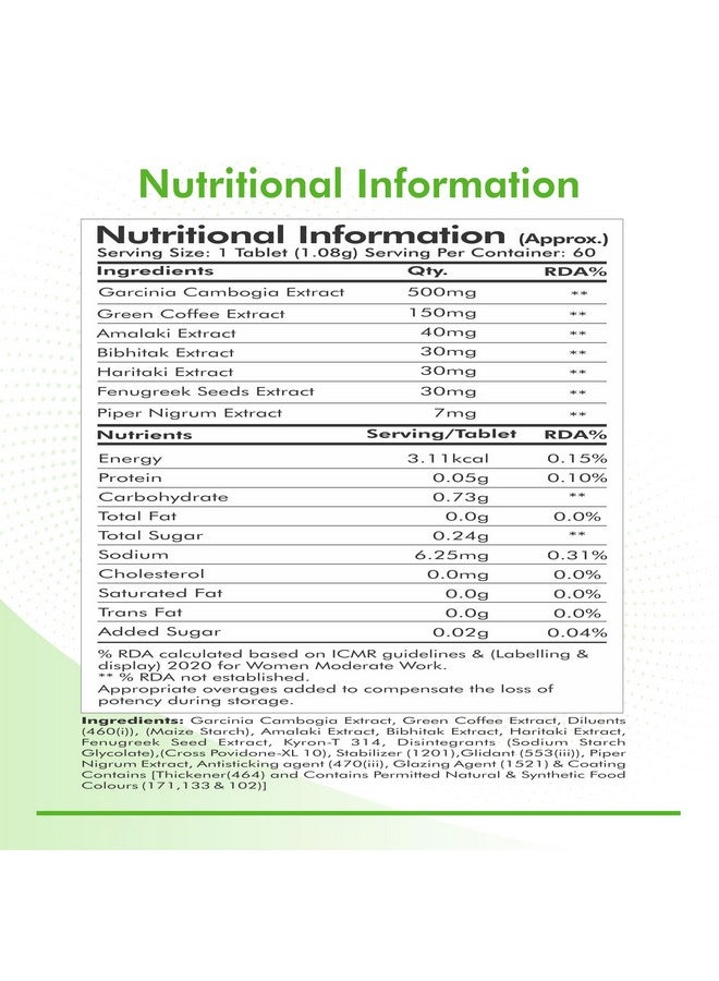 FYTIKA أقراص إدارة الوزن من فيتيكا للرعاية الصحية | غارسينيا كامبوجيا، قهوة خضراء، تريهالا، كالي جيري | دعم الوزن الصحي | أقراص للرجال والنساء (60 قرص) - Image 4