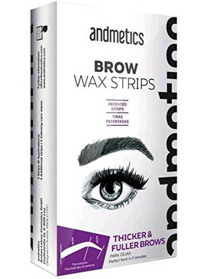 Andmetics شرائح شمع الحواجب النباتية من Andmetics للحصول على حواجب أكثر كثافة وامتلاءً، وإزالة شعر الحواجب باستخدام الصبار، 8 شرائح + 4 مناديل مهدئة، شرائح حاصلة على براءة اختراع - Image 1