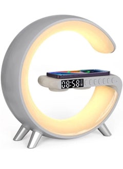 Wireless Charger Atmosphere Lamp, RGB Color Changing Mood Light with Time Display, 256 Modes and 16 Million Light Colors, Bluetooth Speaker Desk Lamp with Alarm Clock, Ideal Choice for Friends