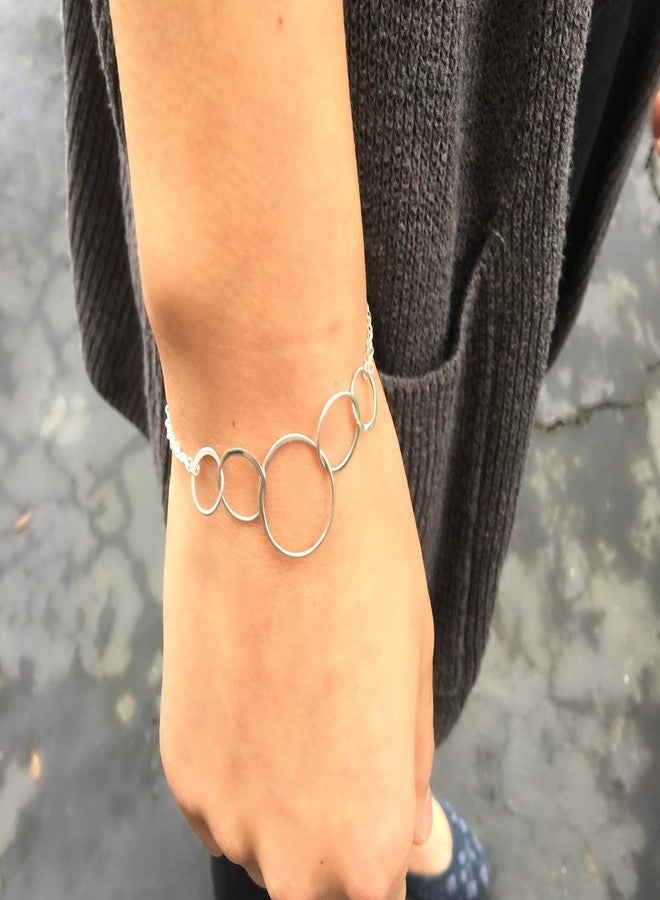 EFYTAL 50 Birthday Gifts, 925 Sterling Silver 5 Ring Bracelet for Women, 5 Circles Jewelry, Gifts for 50 Year Old, 50th Birthday Gifts for Sister - Image 3