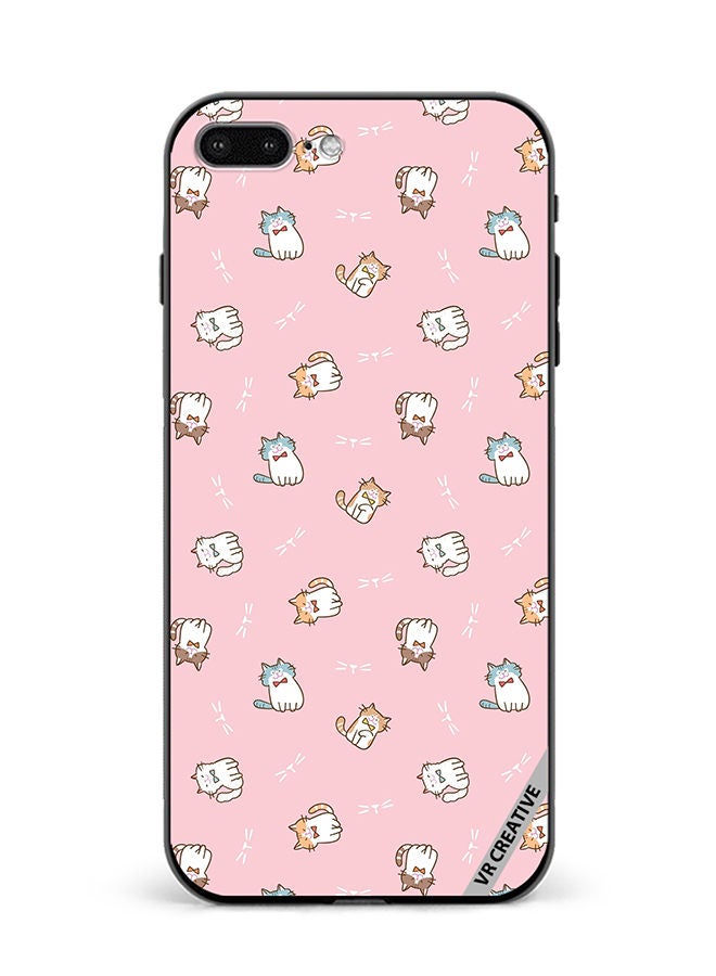 VR CREATIVE Protective Case Cover For Apple iPhone 7 Plus/8 Plus Cartoon Cat Design On Pink Design Multicolour - Image 1