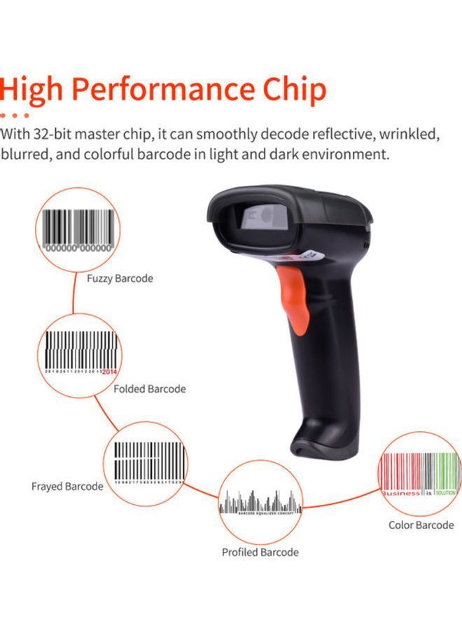 NIBEMINENT USB Connected 1D2D QR Barcode Scanner Black/Orange  - Image 4