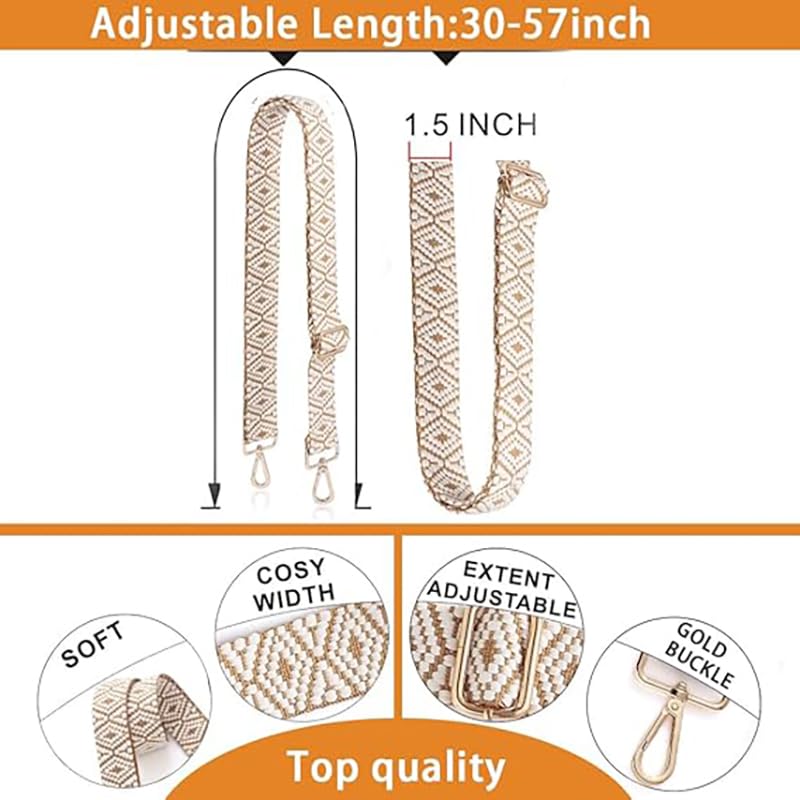 Styzere Adjustable Purse Strap Replacement for Women, 1.5" Wide Crossbody Shoulder Strap Bag Strap Boho Handbag Strap (Design G) - Image 4