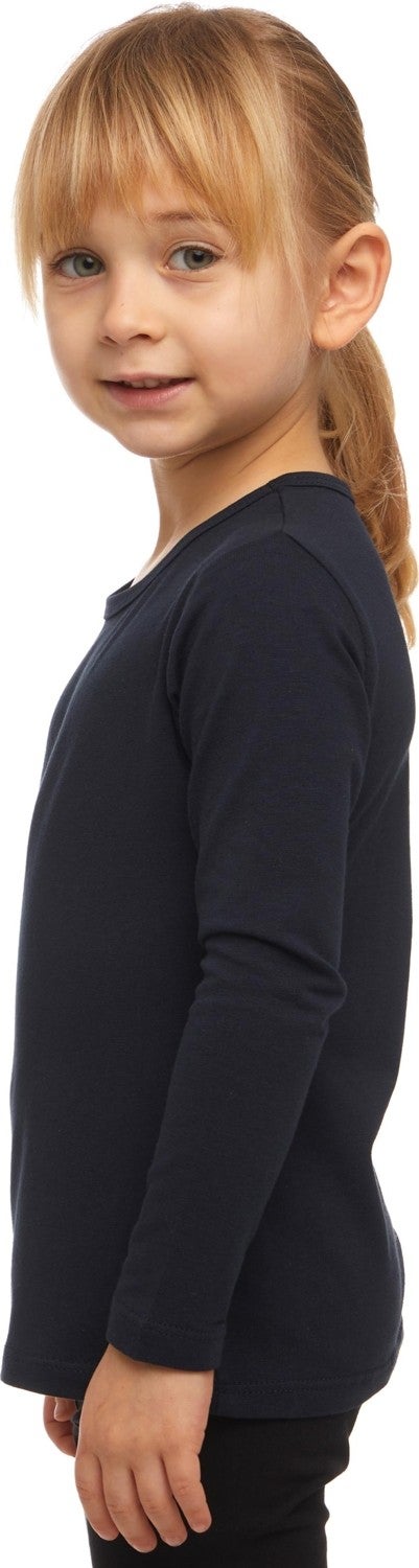 Lovetti Dark Navy Blue Basic Seasonal Lycra Long Sleeve Girls T-Shirt  - Image 3