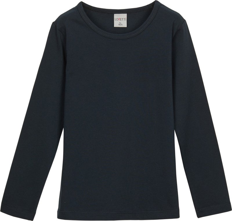 Lovetti Dark Navy Blue Basic Seasonal Lycra Long Sleeve Girls T-Shirt  - Image 2