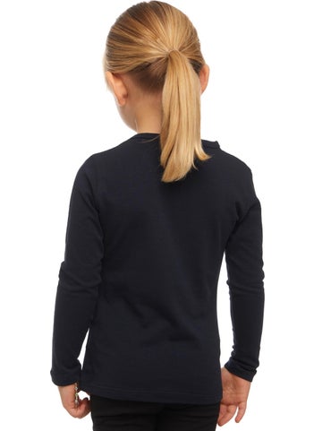 Lovetti Dark Navy Blue Basic Seasonal Lycra Long Sleeve Girls T-Shirt  - Image 3