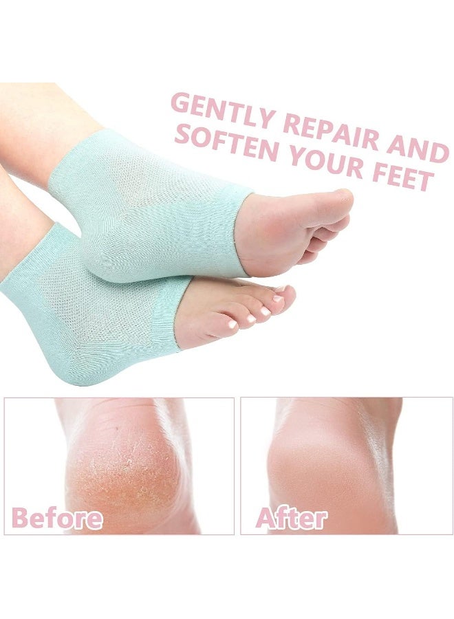 Moisturizing Heel Gel Socks, Heal Dry Cracked Dead Skin Foot Care Softener Pedicure Spa Sock Set, 4Pairs Soft Silicone Lotion Ankle Sleeves to Repair Eczema Callus Rough Pain Relief Treatment - Image 3
